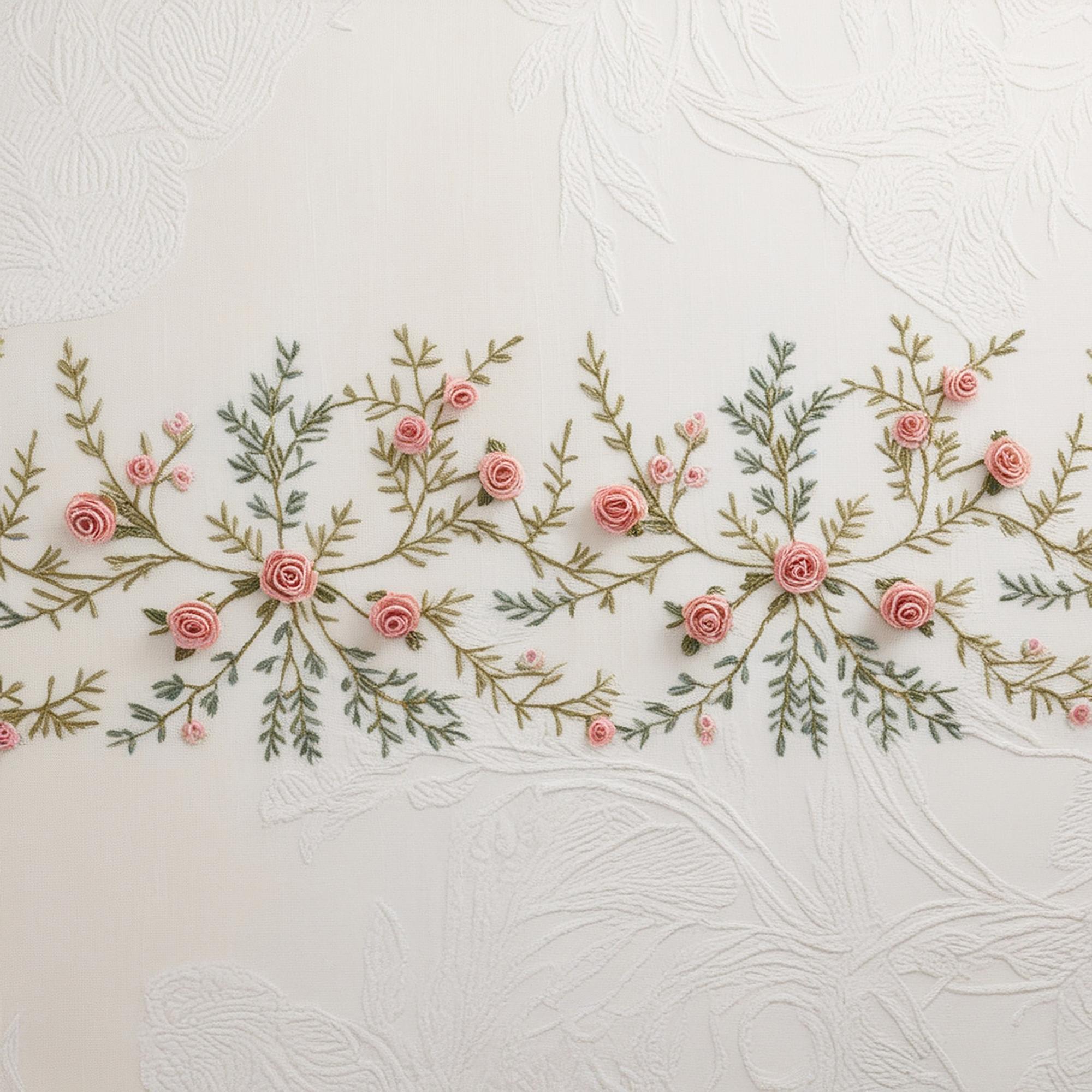 Pannello ricamato grande con fiori moderni